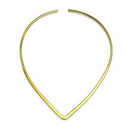 Bling Jewelry Slender Simple Slider Modern Choker V Shape Collar Necklace for Women Teens Polished 14K Yellow Gold Plated