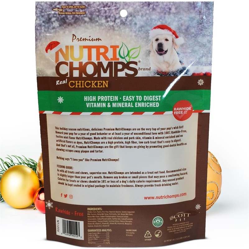 NutriChomps Dog Chews, 5 inch Twists, Mint Flavor, 10 Count,