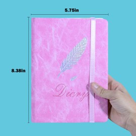 PapierArt Notebook with ruled pages, 100gsm (grams per square meter) paper, equipped with an elastic closure, and having a total of 320 pages. (A5 Pink)