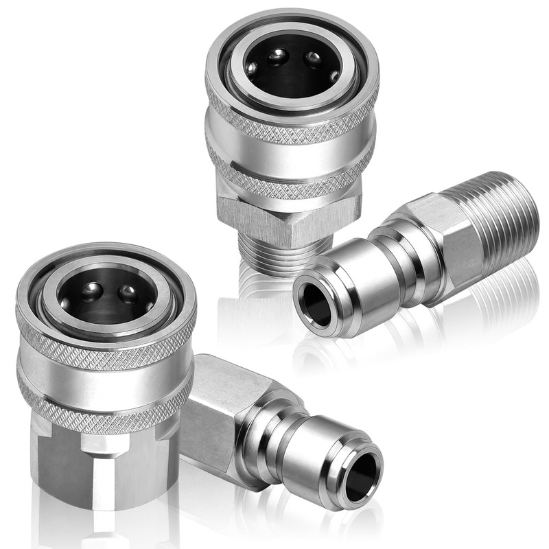 Elesunory 4 Set NPT 3/8 Inch Pressure Washer Coupler, Quick