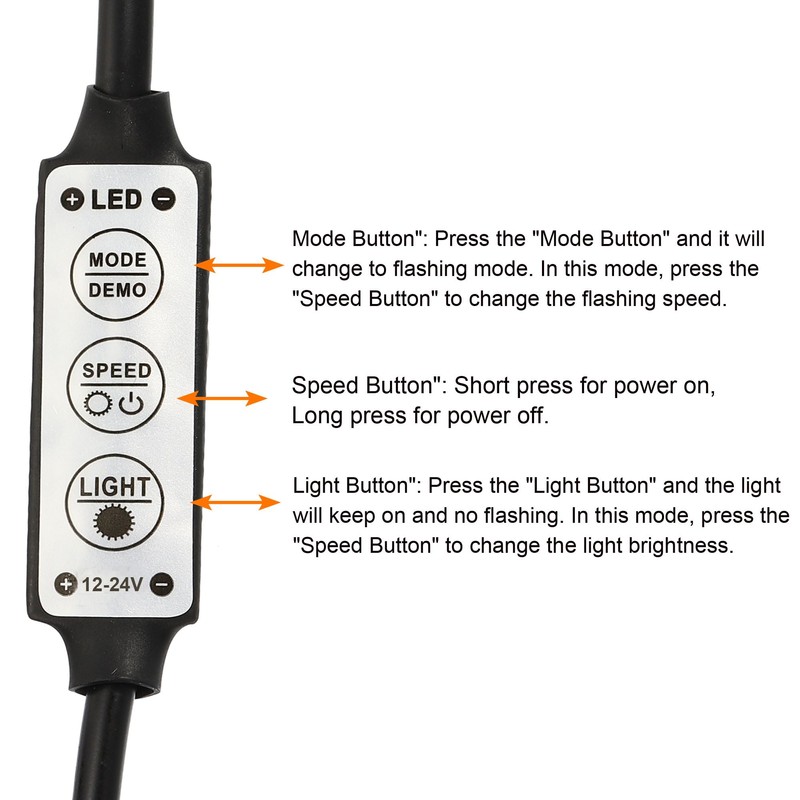 sourcing map LED Strip Dimmer, 12V to 24V 3 Keys
