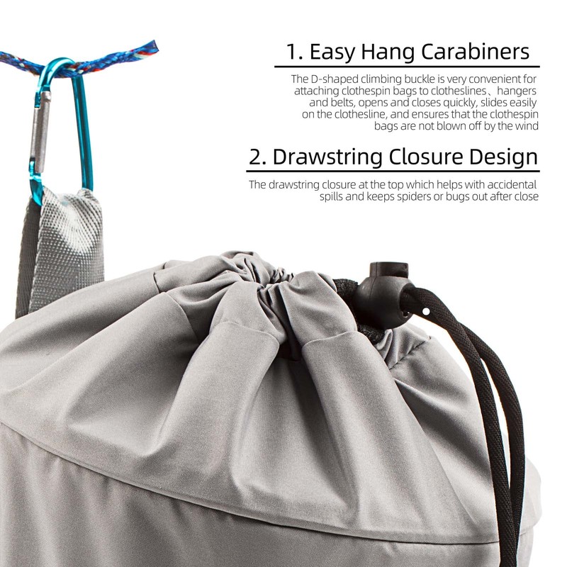 KOOZTI Mesh Clothespin Bag Holder Outside, Multiple Hanging Methods Clothes