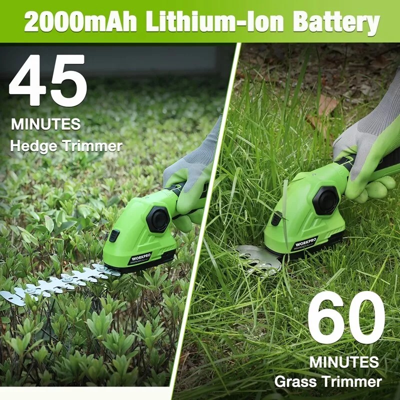 WORKPRO 7.2V 2-IN-1 2.0A Cordless Grass Shear Shrubbery Trimmer Electric