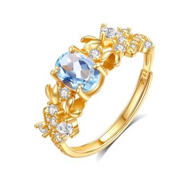 Women's Ring with Purple Amethyst/Green Peridot/Red Garnet/Topaz/Citrine, Ring with Elliptical Gemstone in S925 Sterling Silver, Women Girls Jewellery, Gold Colour, Silver