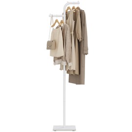 GUOHNHE Garment Rack Freestanding, Metal Coat Rack, White, 68.9 In High