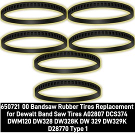 6 Pk 650721 00 Bandsaw Rubber Tires Replacement for Dewelt A02807 DCS374 DWM120 DW328 DW328K DW 329 DW329K D28770 Type 1 Band Saw Tires