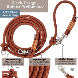 Hands Free Dog Leash, Waist Leash for Dog Walking, Crossbody, Multifunctional, Dog Lead, Running, Pink Adjustable Lead 4.3ft - 7.5ft, Double Lead for 2 Dogs, Dual Handle, Dog Training, 3/8" (10mm).