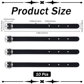 GORGECRAFT Pack of 10 Leather Luggage Label Strap Adjustable Black Luggage Tag Loops Replacement Belt with Metal Buckle Watch Strap Straps for Suitcase Briefcase Travel Storage Hanging Accessories