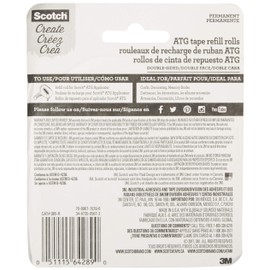 Scotch 085-R ATG Advanced Tape Glider Refill Rolls, 1/4-Inch by 36-Yard, 2-Rolls/Box, 3 Pack