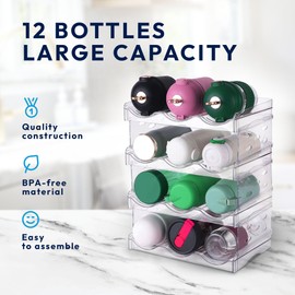 RuzeZone 4-Tier Water Bottle Organizer, Wine Rack, Water Bottle Holder, Water Bottle Organizer for Cabinet, Kitchen Organizer and Storage, Pantry Organizer, Cabinet Organizer, Fridge Organizer
