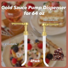 2-Pack Gold Sauce Pump Dispenser for 64 oz Bottles - Reusable 15CC Syrup Pump for Chocolate and Caramel Sauces - Sauce Pump Dispenser for Vanilla Mocha Sauces
