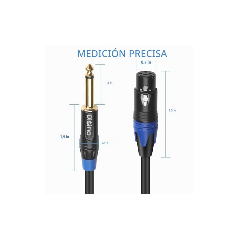 Cable de micrófono XLR hembra a TS mono de 1/4