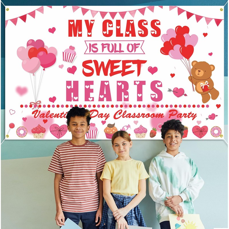 My Class is Full of Sweethearts Backdrop Banner Valentine's Day