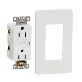 Schneider Electric - Square D X 15A 125V GFCI Tamper Resistant Duplex Decorator Receptacle Outlet with Screwless 1 Gang Wall Plate - Matte White, Standard Size, Back-Wire Clamps,