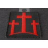 Three Crosses in Red Patch - 2.25x2.5 inch. Embroidered Iron