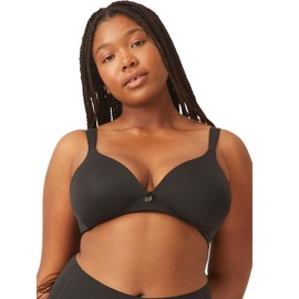 Naturana® Women’s Bra without Underwire (Cup A–D), 100% Padded Straps, Bra without Underwire with Seamless Cups, Women’s Bra with Underbust Band, black