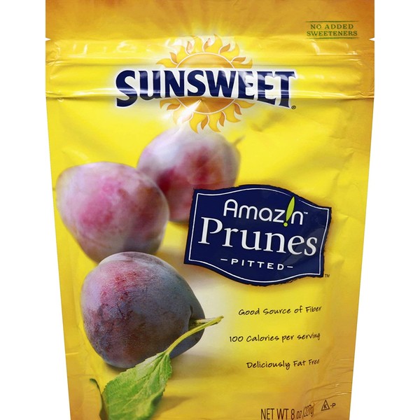 Sunsweet Amazin Prunes Pitted 8oz (Pack of 6)