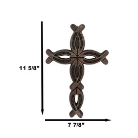 Ebros Gift 11.5" High Rustic Western Horseshoes Ichthys Wall Cross Decor Plaque Horse Shoes Design Sculpture Inspirational Catholic Christian Accent Crosses