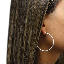 925 Sterling Silver Tube Hoop Earrings- 3MM 4MM 5MM Round Silver Hoop Earrings, Women Teens Girls Jewelry, Ear Cartilage Helix Tragus 20MM-50MM, Metal,