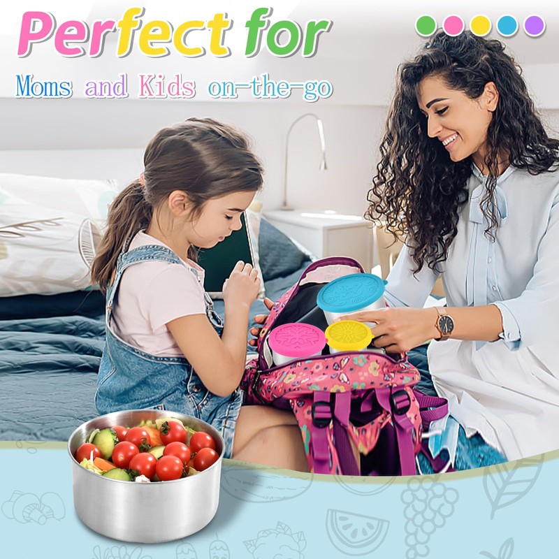 UPTRUST 304 Stainless Steel Containers with Lids, 5-Pack Stackable Snack