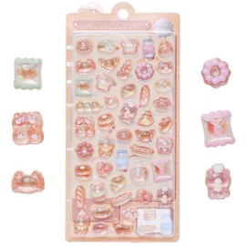 LunarCharm 3D Sticker Set with Cute Cartoon Bread & Bear, Mini Puffy Reusable Stickers for Scrapbooks Stickers for Children, Suitable as a Reward and Decoration