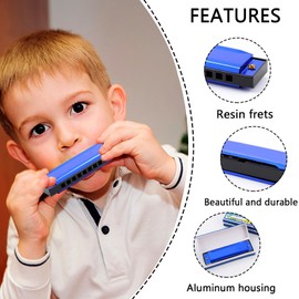 Harmonicas for Adults,Harmonica Kids 10-Holes 20 Tones in C Major,Blue Mouth Organ,Chromatic Harmonica Perfect for Beginners/Professionals/Students(10x2.5x1.5CM)