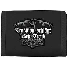 SONS OF ODIN Purse with sew-on tradition beats every trend, black