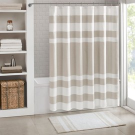 Madison Park Madison Park Shower Curtain Spa Waffle Weave Long Shower Curtain for Bathroom 3M Scotchgard Moisture Management, Spa Quality Modern Shower Curtains for Bathroom, Long 72x78 Taupe