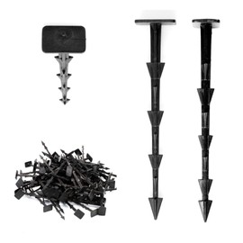 Outdoor Garden Pegs for Membrane, Mesh, Fleece, and Edging, 50-Pack, Heavy-Duty Plastic Landscaping Stakes, Anti-Pull Gardening Anchors, Universal (Fabric Pegs 15cm, 50)