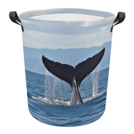 Collapsible Laundry Hamper with Handles Waterproof Dirty Clothes Hamper Whale Tail Laundry Bag Large Laundry Basket for Toys Clothes Organizer Bag