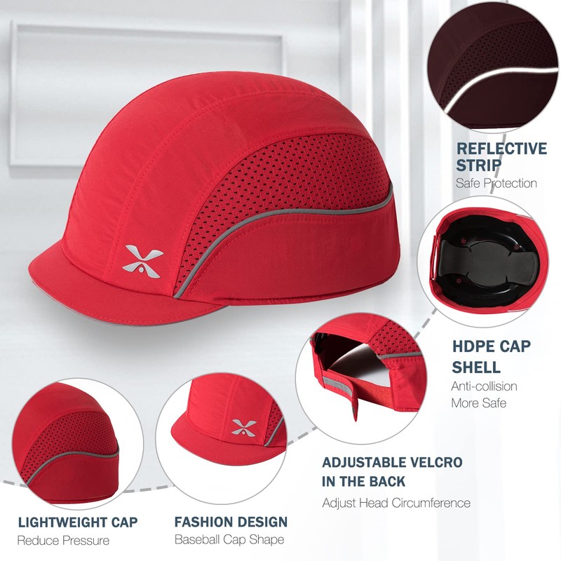 Safety Bump Cap, Baseball Hat Style, Comfortable Head Protection Lightweight