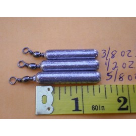 HOME MADE 10 PCS. BOTTOM BOUNCER PENCIL SINKER 5/8 OZ. W/#7 BLACK BARREL SWIVEL