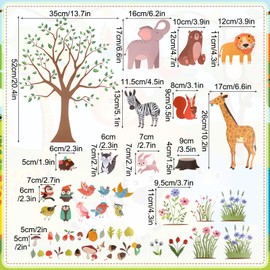 Deco Wandtattoo, Selbstklebende Waldtiere Wandsticker, PVC-Folie Wandaufkleber, Abnehmbare Wanddeko für Klassenzimmer, Schlafzimmer, Kinderzimmer, Babyzimmer, Wohnzimmer