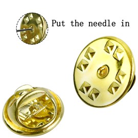 100PCS Pin Backs, Metal Locking Pin Backs, Brass Clutch for Brooch Tie Hat Badge Insignia Pin Backs Replacement (Gold)