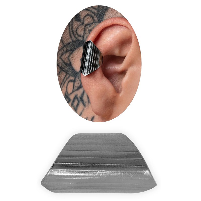 Black sterling silver ear cuff for men, men's earring, earring