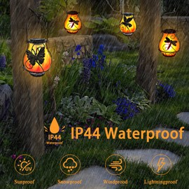 Solar Lanterns, Outdoor Hanging Solar Vintage Metal Butterfly Lantern, Landscape Light with LED Flickering Flameless Candles, Kerosene Lights for Yard Path Festive Decoration (1PC - Butterfly)