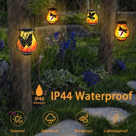 Solar Lanterns, Outdoor Hanging Solar Vintage Metal Butterfly Lantern, Landscape Light with LED Flickering Flameless Candles, Kerosene Lights for Yard Path Festive Decoration (1PC - Butterfly)