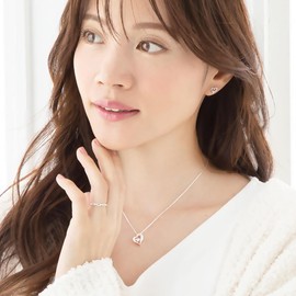 Future Angel Women's Necklace, Heart, Feather, Feather, Dancing Stone, Silver, Choose Birthstone, Clear, March: Aquamarine