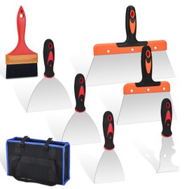 8 PCS Drywall Knife Set, Drywall Hand Tool Kit, Putty Knife in 6 Different Sizes, Brush and Organizer Bag, Spackle Tool Kit for Joint Taping, Finishing, Patching