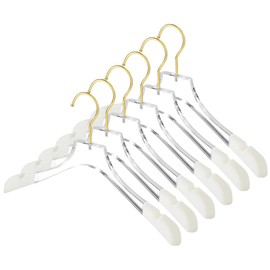 Besser 6 Pack Luxury Acrylic Hangers 15 in,Gold Acrylic Hangers with Wide Shoulders for Coat Suit,Premium Crystal Non-Slip Hangers with Gold Hook,Acrylic Suit Hangers