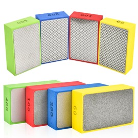 Supkiir 8pcs Diamond Hand Polishing Pads, 60#,100#,200#,400# Grit Diamond Sanding Pads, Sanding Blocks for Ceramic Tile Glass Concrete Stone Marble Grinding Polishing