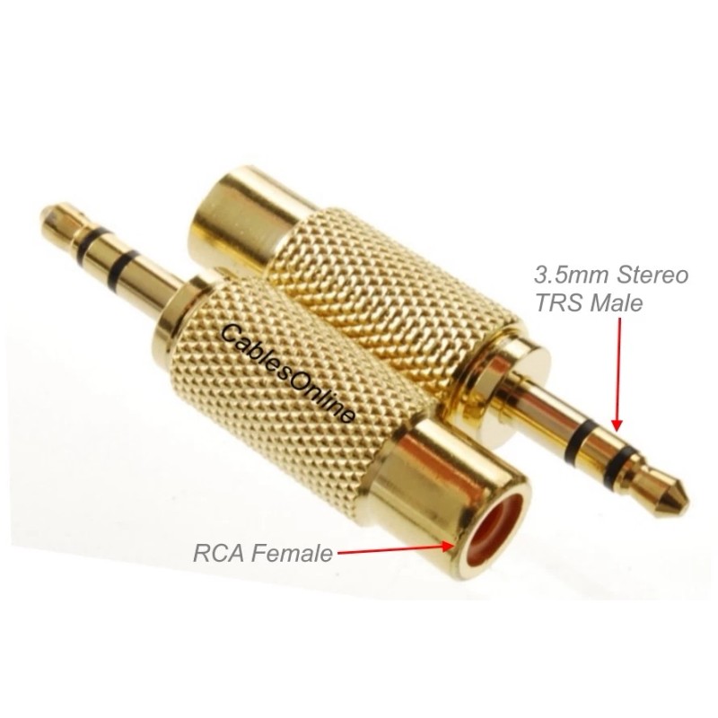 CablesOnline 10-Pack 3.5mm Stereo TRS Male Plug to RCA Female