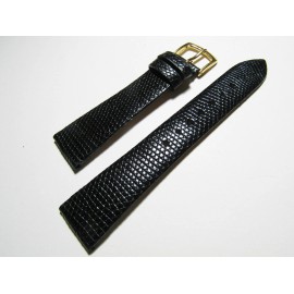 Hadley-Roma MS700 20mm Long Watch Strap Men's Black Genuine Lizard