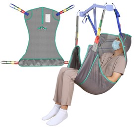 Universal Full Body Hoyer Lift Sling, Patient Lift Sling with Mesh Fabric for Transfer Aids, Toileting Sling, 500lbs Weight Capacity (S-Gray)