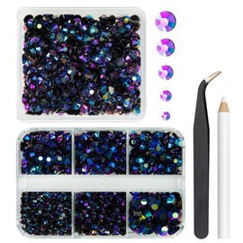 qiipii 2 Boxes 3060PCS Purple Rose AB Resin Flatback Rhinestones Flatback Jelly Resin Stones 2mm 3mm 4mm 5mm 6mm Non Hotfix Gems Crystals Diamonds for Nails Tumblers Mugs Bottles DIY Crafts Decoration