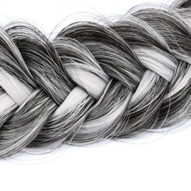 Gledola Messy Synthetic Hair Braided Headband Classic Chunky Wide Plaited Headband for Women Girl Beauty (Salt Highlighted Pepper)