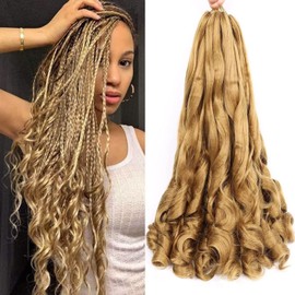 French Curly Braiding Hair Pre Stretched 20 Inch 8 Packs Loose Wavy Braiding Hair Bouncy French Curl Braiding Hair Knotless Box Braids Braiding Hair Extensions (20 Inch,27#)