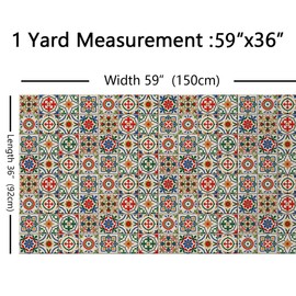 Moroccan Style Fabric by The Yard,Exotic Grid Plaid Floral Upholstery Fabric,Mediterranean Outdoor Fabric,Flowers Oriental Reupholstery Fabric for Chairs,1 Yard,(L92*W150cm) Magenta Blue