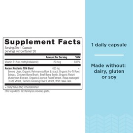 Vitamin B12 Supplement by Ancient Nutrition, Supports Energy Metabolism and Nervous System Health, Adaptogenic Herbs, Enzyme Activated, Paleo & Keto Friendly, 30 Capsules