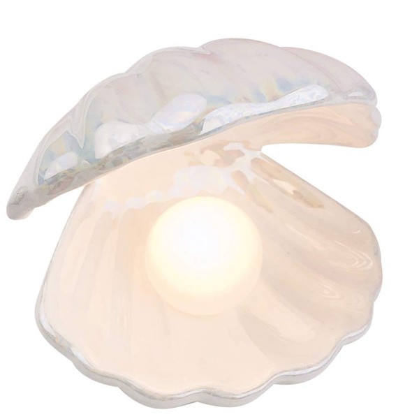 HEALLILY 1Pcs Shell Pearl Light LED Night Light, Mood Shell Pearl Lamps, Bedside Ceramics Shell Lamp, Tabletop Light for Kids Room Bedroom Living Room Decor